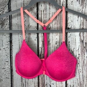Victoria’s Secret Lined Semi Demi‎ Racerback 32D Bright Pink Adjustable Straps
